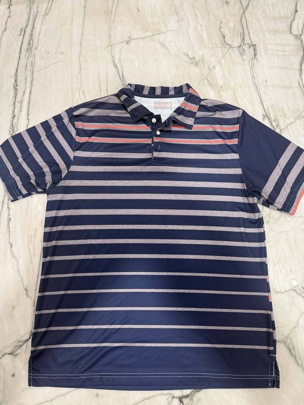Ben Hogan Performance Golf Polo Shirt Striped Navy Blue Gray